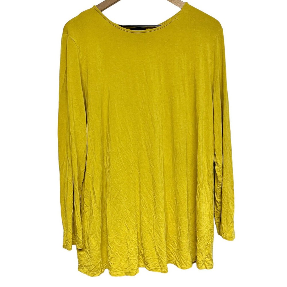 J Jill Wearever Collection Long Sleeve Tunic Top Size XL Yellow Soft Stretch